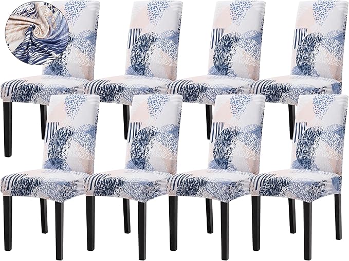 Sufdari Dining Chair Covers,Kitchen Chair Cover,Parsons Chair Slipcover,Spandex Chair Protectors for Dining Room Stretch Chairs Cover Set of 8 -Chinoiserie