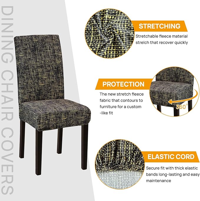 Sufdari Dining Chair Covers,Kitchen Chair Cover,Parsons Chair Slipcover,Spandex Chair Protectors for Dining Room Stretch Chairs Cover Set of 6 -Hemp Coffee