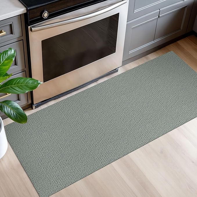 EARTHALL Washable Runner Rug 2x5 Ft Non Slip Runners for Hallways Cotton Rubber Backed Kitchen Runner Braided Indoor Floor Carpet Runners for Entryway, Hallway, Kitchen, Bedroom, Green/Grey