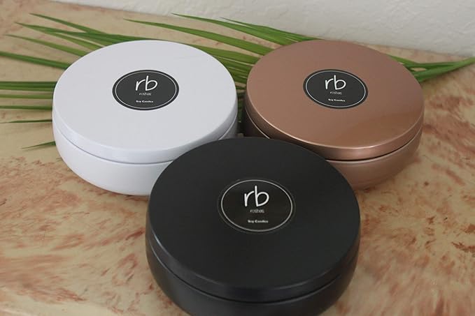 Rosbas Candle, Egyptian Amber Scented, Natural Soy Wax, Black Metallic Tin, 14.5 oz, 4 Cotton Wicks, Long Burn Time, Drawstring Cotton Bag, Non-Toxic, Handmade in The USA