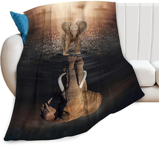 Wild Elephant Blanket Elephant Lovers Throw Blanket Super Soft Plush Lightweight Warm Fleece Flannel African Animals Decor Blanket Gifts for Girls Boys Women Men for Sofa Couch Bed 60"X80"
