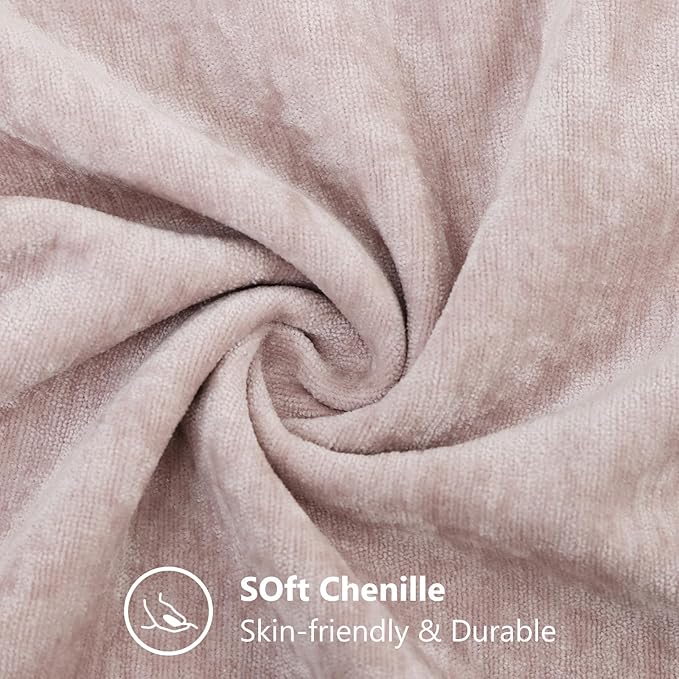 decorUhome Chenille Blush Pink Christmas Throw Pillow Covers 18x18 Inch Set of 2, Decorative Soft Couch Pillow Covers Solid Dyed Accent Farmhouse Neutral Square Pillow Cases for Sofa