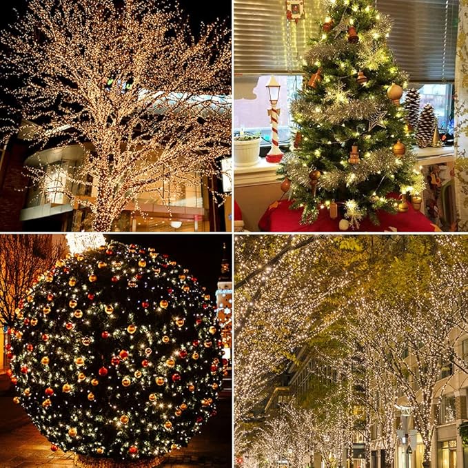 400FT Extra Long Warm White Plug in Fairy Lights 1200 LED Waterproof Copper Wire String Lights with Remote for Christmas Tree Bedroom Porch Patio Ceiling Garden Wedding Party