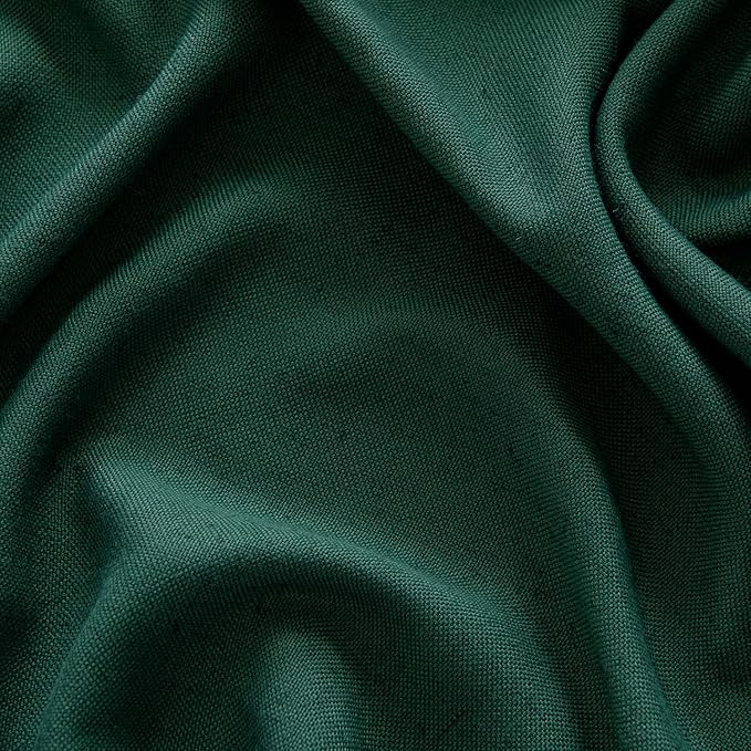 MIULEE Non-See-Through Privacy Linen Curtains 2 Panels, Christmas Emerald Green Light Filtering Window Curtains Textured Back Tab Semi Sheer Drapes for Bedroom Living Room, 52 x 90 Inches Long