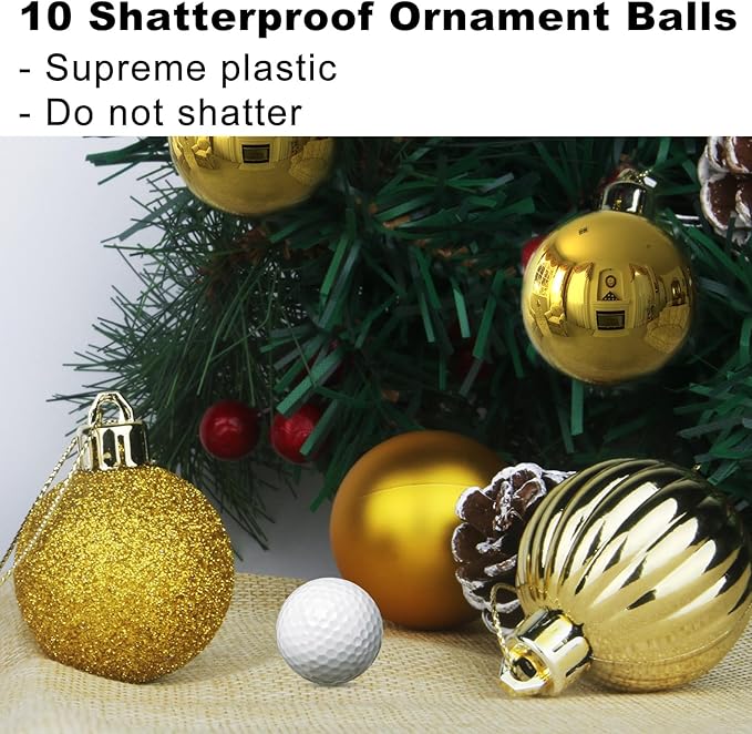 Gold 3.2" Large Christmas Balls - Christmas Tree Decoration Ornaments Shatterproof Hanging Balls for Birthday Halloween Holiday Wedding Decorations Set of 10pcs