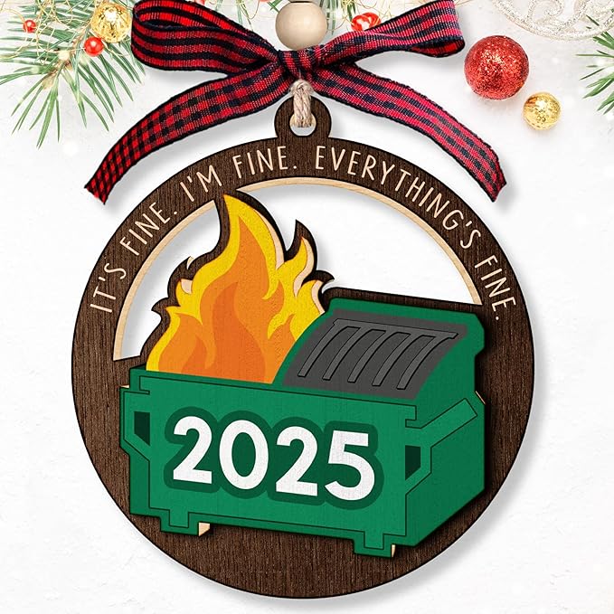 Dumpster Fires Ornament - Dumpster Fires Gifts, Its Fine Im Fine Everythings Fine Gifts - Funny Ornaments for Women, Funny Work Christmas Ornaments 2025 - Wood Christmas Ornament 2025