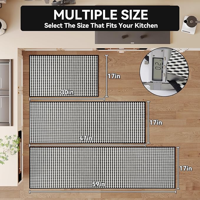 Kitchen Mats for Floor, Super Absorbent Kitchen Rugs Non Slip Washable, Rubber Backing Soft Chenille Braided Kitchen Runner Rug Standing Mat Sink Mat, Easy to Clean, Black 17"x30"