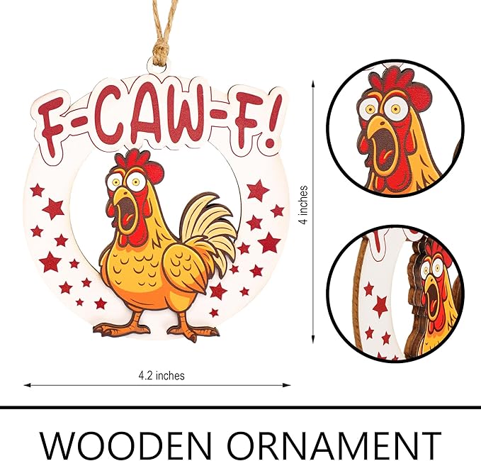 Funny Christmas Ornaments – F-Caw-F Christmas Ornament – Hilarious Farm Animal Ornament for Tree – Gift for Friends or Coworkers - Christmas Ornament 2025 White Elephant Gifts - Xmas Tree Decoration