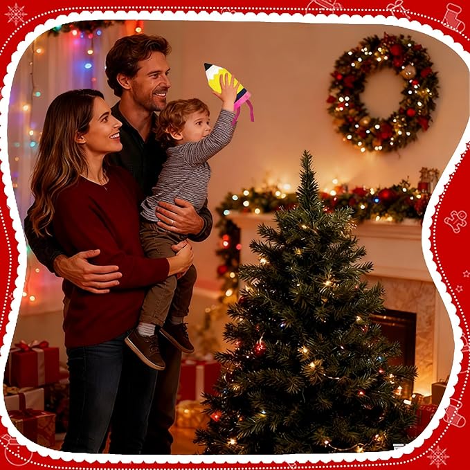 Eyourlife Pencil Christmas Tree Topper, 9inch Winter Yellow and Pink Velvet Pencil Tree Topper Decor for Party Home Office Classroom Xmas Christmas Indoor/Outdoor Tree Top Decoration Gifts