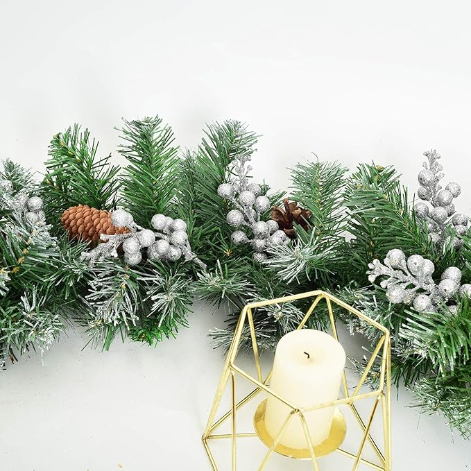 Lvydec 16pcs Christmas Glitter Berries Stems Clearance, 7.8" Artificial Christmas Picks for Christmas Tree Ornaments, DIY Xmas Wreath, Crafts, Holiday and Home Decor (Silver)