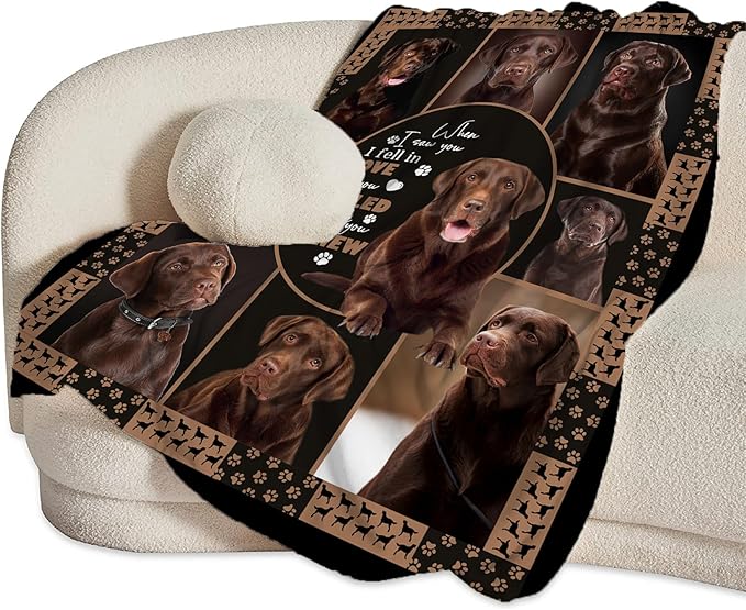 Labrador Blanket Chocolate Lab Dog Lovers Throw Blankets Plush Cozy Flannel Fleece Ultra Soft Fuzzy Blanket Gifts for Girls Women Men Boys Kids Bed 80"X60"