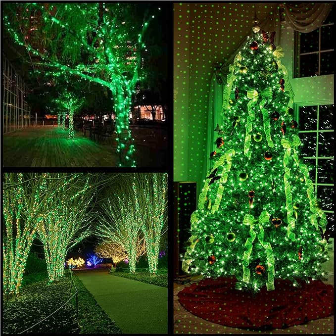 YULETIME 200 Green Wide Angle LED Christmas Lights, 66 Feet Green Wire UL Certified 5mm Holiday String Light Set (Green)