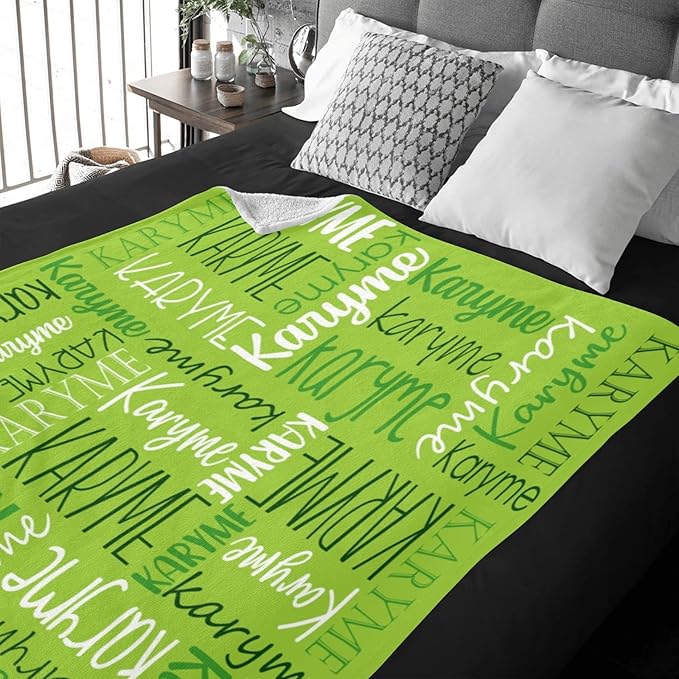 Personalized Blankets with Names Baby Gifts for Girls Boys Custom Soft Fleece and Sherpa Name Blanket for Kids and Adults Birthday for Daughter Son Granddaughter Grandson (Green)
