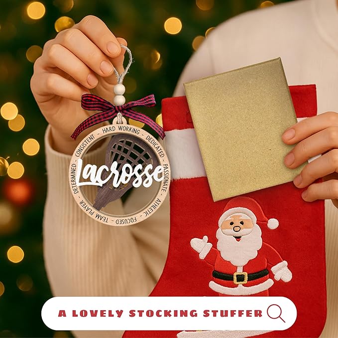 Lacrosse Christmas Ornament - Lacrosse Ornaments for Christmas Tree, Sports Ornaments - Boys Girls Sports Gifts for Lovers - Wood Ornament 2025