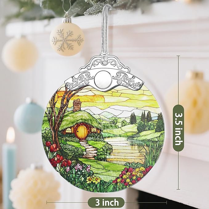 Christmas Ornaments, Christmas Decorations for Tree, Keepsake Ornaments, Holiday Ornament, Holiday & Xmas Gifts, Gifts for Pastoral Lovers & Nature Lovers - Hobbit Home-Theme