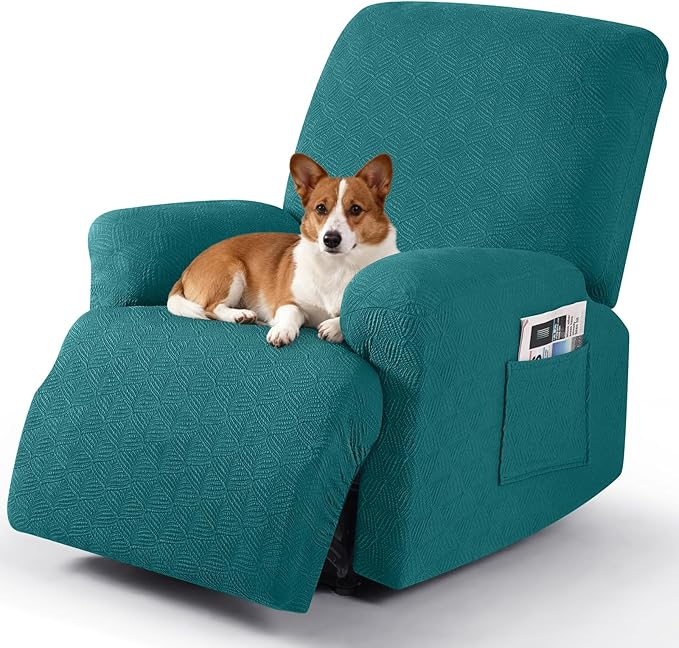 Timeles Recliner Covers Recliner Chair Covers Reclining Couch Covers Sofa Slipcovers Stretch Soft Washable (Single-Seater, Emerald Green)