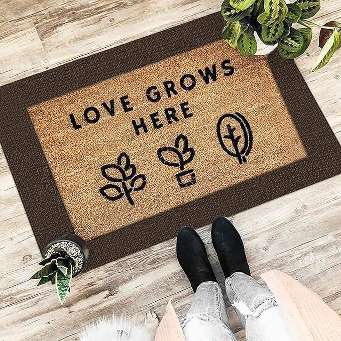 EARTHALL Small Area Rug 2x3 Ft Washable Rugs for Entryway Non Slip Braided Throw Rugs Door Mat Indoor Outdoor Entrance Cotton Woven Carpet for Kitchen Foyer Front Door, Brown/Coffee