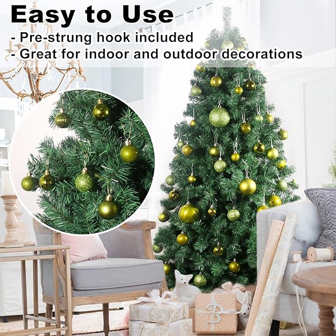 Lime Green 1.6" Small Christmas Balls Christmas Tree Decoration Ornaments Shatterproof Hanging Balls for Birthday Halloween Holiday Wedding Decorations Set of 36pcs