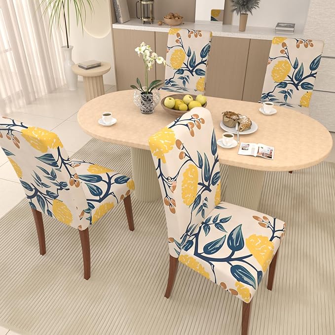 Stretch Dining Chair Covers Set of 2,Floral Print Chair Covers,Soft Removable Washable,Pet Friendly Furniture Protector,Universal Chair Slipcovers for Home, Kitchen,Ceremony Dining Room Seat