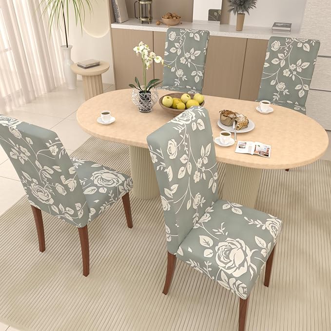 Stretch Dining Chair Covers Set of 2,Floral Print Chair Covers,Soft Removable Washable,Pet Friendly Furniture Protector,Universal Chair Slipcovers for Home, Kitchen,Ceremony Dining Room Seat