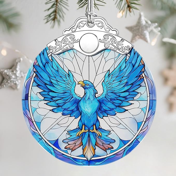 Stained Glass Ornament, Christmas Ornament, Hanging Ornaments for Home Decor & Christmas Tree Ornaments – Exquisite Holiday Decor, Xmas Gifts & Holiday Present - Phoenix