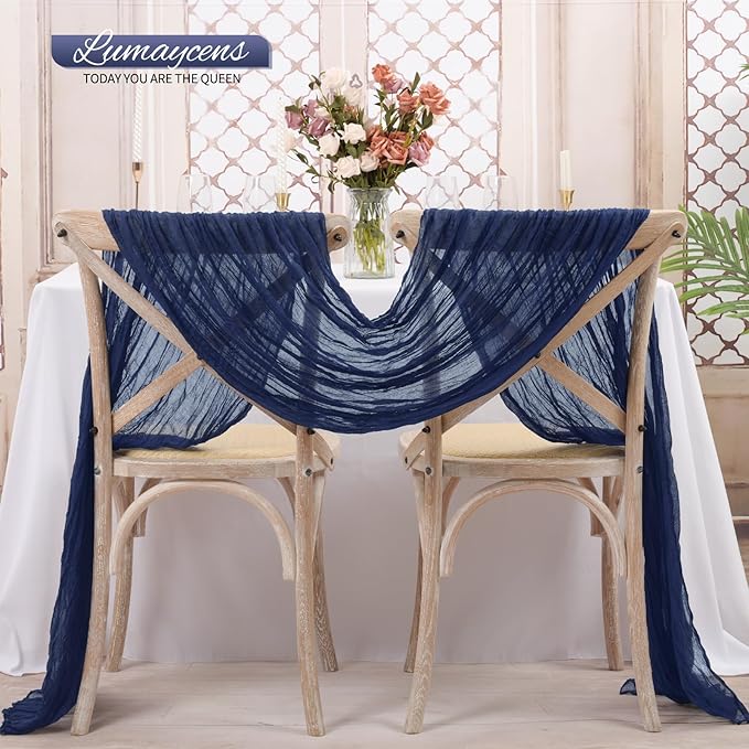 20 Pack Navy Blue Cheesecloth Table Runner 120 Inch 10FT Rustic Boho Gauze Cheese Cloth Table Runner for Wedding Party Baby Shower Thanksgiving Christmas Decoration