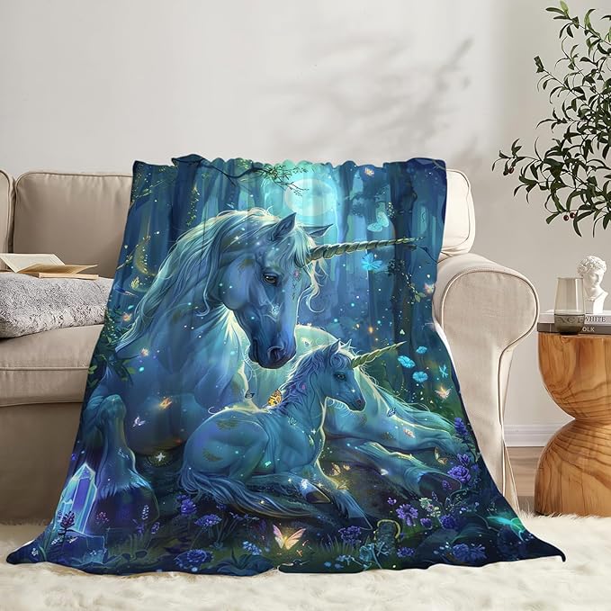Tijuboni Unicorn Throw Blanket Unicorn Gifts for Girls Women Boys Men Kids Adults Soft Flannel Fleece Blanket for Couch Sofa Bed Home Decor 50"x60"