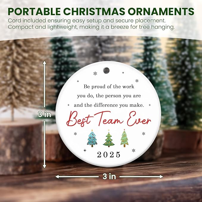 OASSIE Christmas Team Gifts for Employees - Ceramic Christmas Tree Ornaments 2025 - White Elephant Appreciation Gifts for Team Coworker Office Group Boss Friend