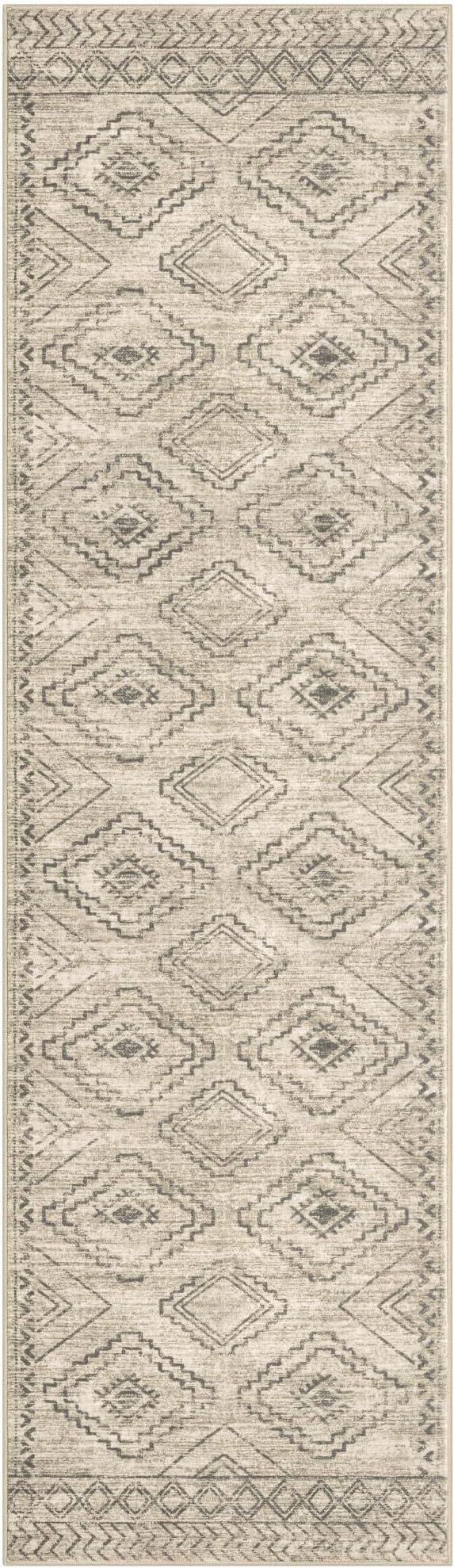 KILOCOCO Hallway Runner Rug 2'x7' Runners for Hallways Washable Runner Rug Non Slip Rubber Backed Low-Pile Runners for Bedroom Kitchen Living Room Laundry Room Boho Rugs, Beige/Gray/Green