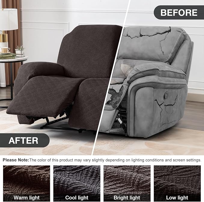 Timeles Recliner Covers Extra Wide Recliner Loveseat Covers Oversized Reclining Couch Covers Sofa Slipcovers Stretch Soft Washable (Two-Seater Oversized, Chocolate)