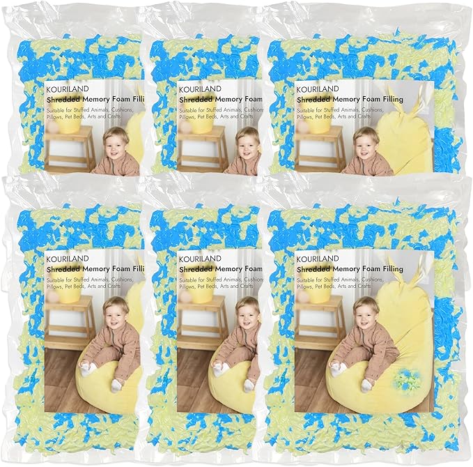 30LBS Bean Bag Filler – Shredded Memory Foam Refill with Cooling Gel, Soft & High Resilience Foam Filling for Bean Bag Chair, Couch Cushion, Pillow, Dog Bed & DIY Crafts