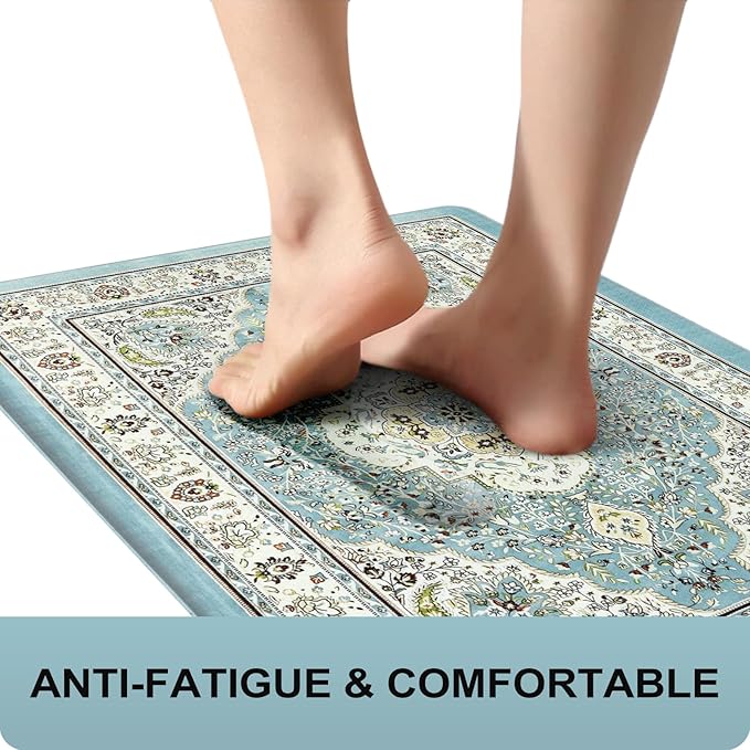 Collive Boho Anti Fatigue Kitchen Mats Sets 2 Piece Non Skid Kitchen Mats for Floor Cushioned Kitchen Rugs and Mats Waterproof Ergonomic Comfort Standing Mat Runner for Kitchen,Home,Office,Laundry