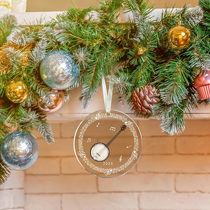 Banjo Ornaments - Banjo Christmas Ornament - Music Ornaments for Christmas Tree - Music Gifts for Lovers, Players, Teachers, Girls, Women - Acrylic Ornament 2025