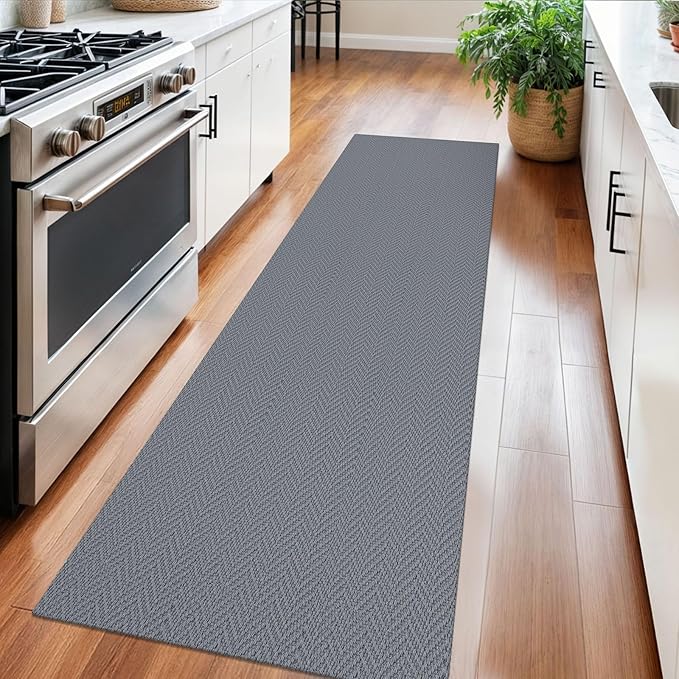 2x6 Ft Braided Runner Rug Washable Runners for Hallways Kitchen Runner Rug with Rubber Backing Cotton Entryway Runner Indoor, Woven Floor Carpet for Hall Kitchen Bedroom, Grey