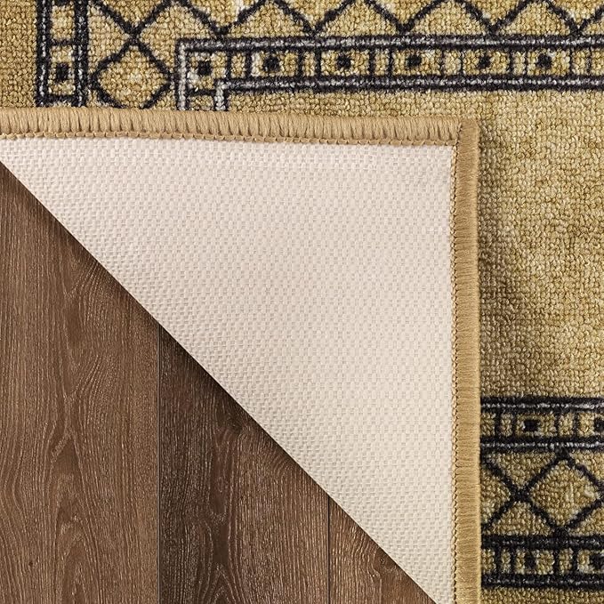 Antep Rugs Alfombras Modern Bordered 2pc Non-Skid (Non-Slip) Low Profile Pile Rubber Backing Indoor Kitchen Runner Rugs (Brown, 2pc Set)
