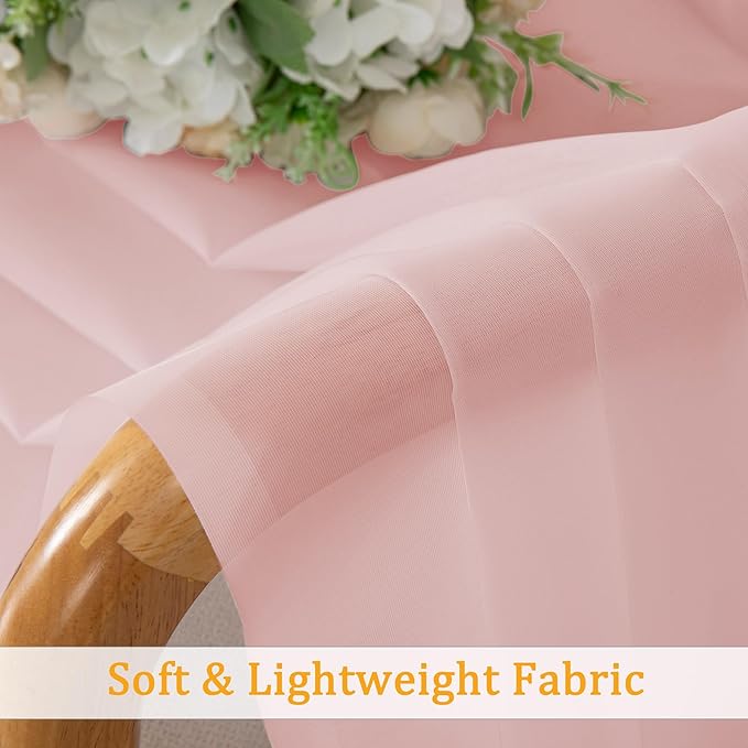 Gwine Blush Pink Sheer Curtains for Living Room 45 inches Long, Short Voile Light Filtering Window Treatments Sheer Curtains for Bedroom, Half Window Drapes with Rod Pocket, Each 42" Wx45 L