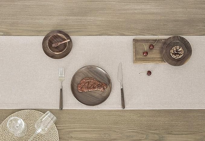 ZeeMart Basic Linen Style Table Runner, 14 x 48 Inch Light Natural Chambray, Rustic Farmhouse Neutral Table Runners 48 Inches Long, Everyday Polyester Table Runner - Machine Washable & Easy Care