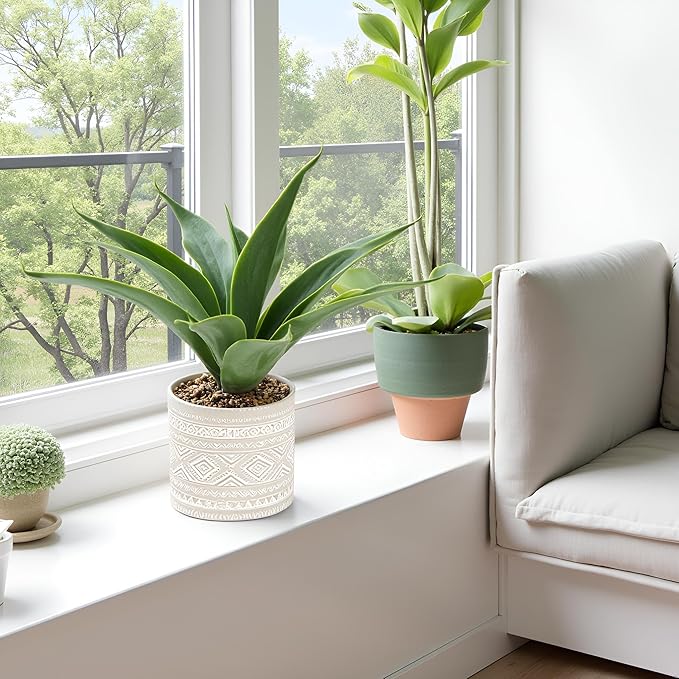 Artificial Potted Plants, 13.8" Artificial Succulent Fake Aloe, Large Faux Aloe Plant in Pot for Home Office Room Badroom Garden Decor (Grey)