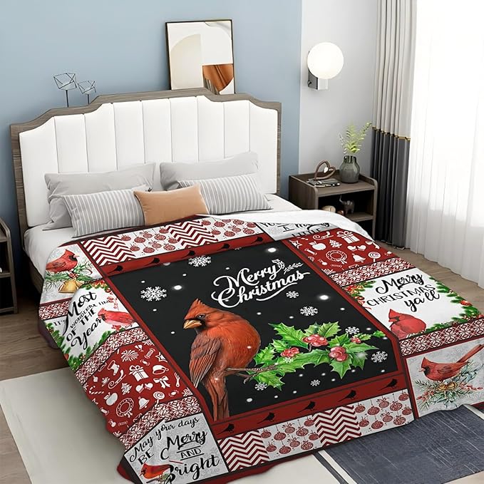 Tijuboni Cardinal Bird Throw Blanket for Girls Boys Women Men Kids Adults Soft Flannel Fleece Blanket for Couch Sofa Bed Home Decor 40"x50"