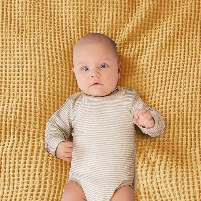 PHF 100% Cotton Waffle Weave Blanket Baby Size,Snag Proof Throw for, 30x40,Lightweight Breathable Moisture-Wicking,Oeko-TEX Certified,Machine Washable, Home Decor Gift-Ginger