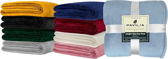PAVILIA Light Grey Fleece Bed Blanket King Size, Silver Super Soft Fuzzy Flannel Throw for Couch Sofa, Luxury Plush Microfiber Large Throw Blanket King Bed, Home Cozy Velvet Gift Blanket, 90x108