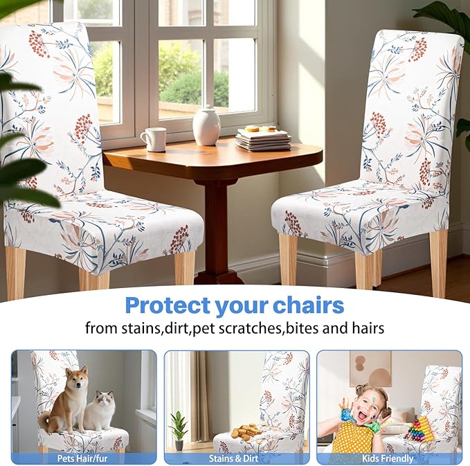 Dioxide High Stretch Chair Covers for Dining Chairs, Washable Dining Chair Covers Set of 4, Soft Kitchen Chairs Seat Covers, Parsons Chair Slipcovers Protectors for Home Hotel Restaurant Banquet
