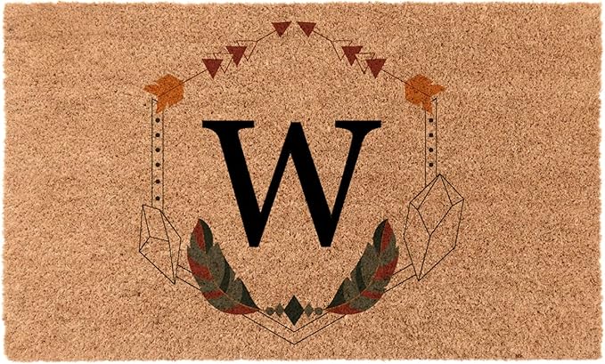 COCO MATS 'N MORE Designer Monogrammed Doormat 18" x 30" w/Vinyl Backing | Wedding Gift | Bohemian Artisanal Design