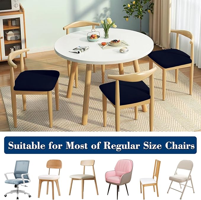 Dining Chair Seat Covers, Washable Dining Room Chair Seat Covers Set of 8, Removable Kitchen Seat Covers Chair Covers for Dining Chairs