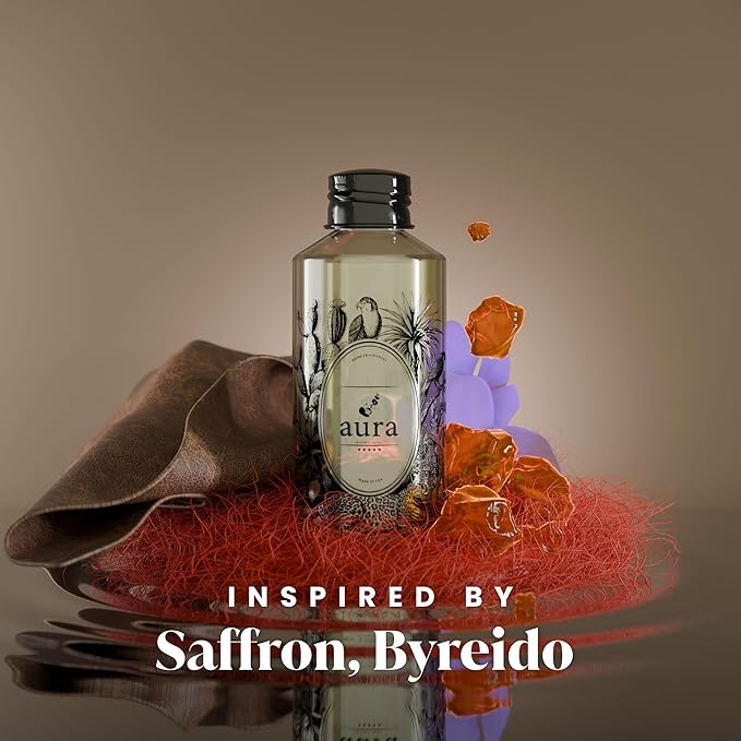 A U R A - Nice Fragrance Oil for Waterless Scent Diffuser - Inspired by by.redo-Black Saffron | (6.7 fl oz, 200 ml) Pure Essential Oil Blends for Aromatherapy Diffuser & Hotel Collection Oil Diffuser