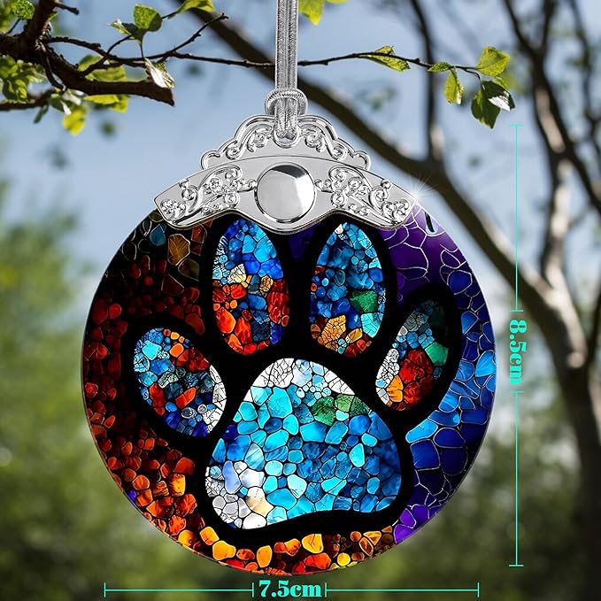 Stained Glass Christmas Ornaments, Jocidea Pet Ornaments for Christmas Tree, Christmas Tree Decor, Pet Lovers Gifts, Holiday Decor and Xmas Gifts Ideas