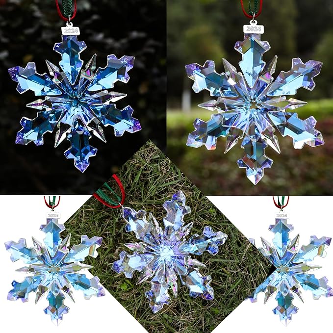 XIANGBAN 2025 Edition Snowflake Ornaments Crystal Christmas Ornaments Home Gifts (2024-Multicolor)