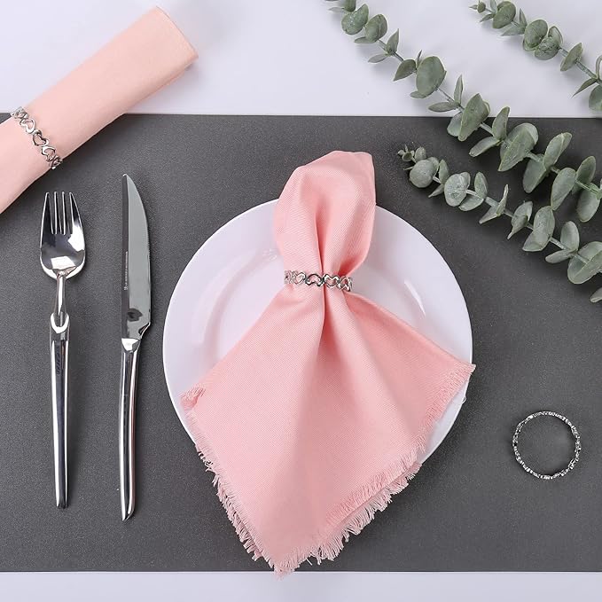 Silver Love Napkin Rings Set of 6, Valentine's Day Napkin Rings, Metal Heart Napkin Rings Holders for Valentine's Day, Mother's Day, Wedding, Anniversary Dinners, Parties Table Decoration