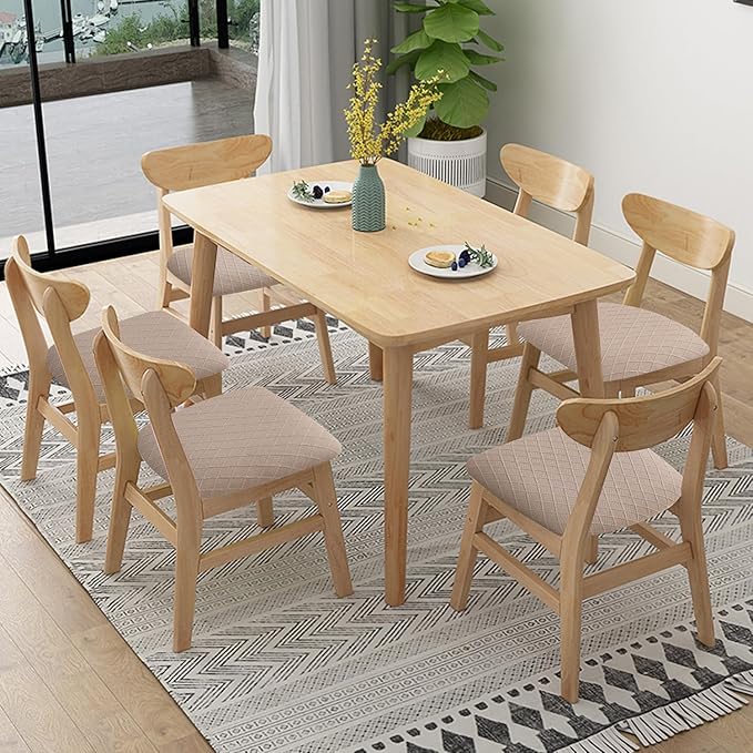 Fuloon Stretch Chair Seat Covers 4 PCS, Removable Washable Dining Chair Covers Anti-Dust Dining Room Seat Cushion Slipcovers (4, Khaki)