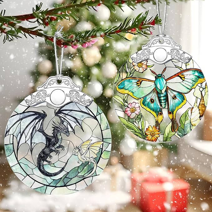 Dragon Ornament – Christmas Decoration & Christmas Ornament; Stained Glass Holiday Decoration (Holiday Present, Bauble Present, Gift Idea, Gift Exchange) | Heirloom Keepsakes